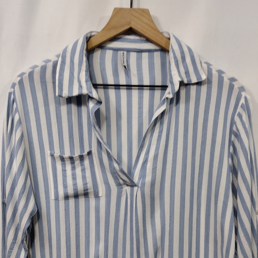 Raviya Stripped Tunic Shirt Women's S White Blue Boho Retro Casual Comfy - Picture 4 of 11